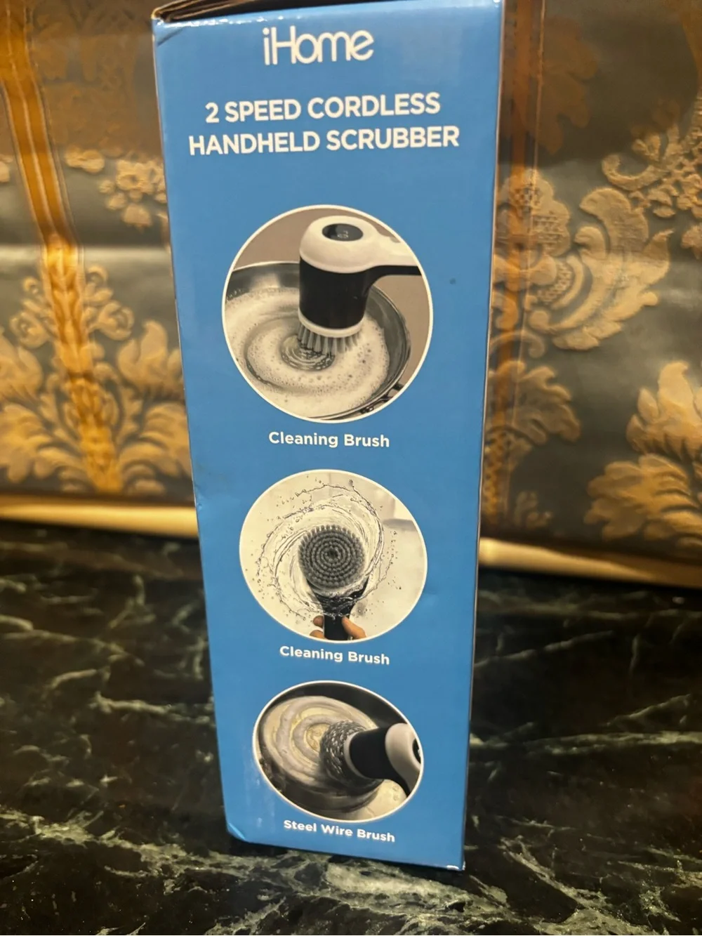 iHome Cordless Scrubber in Blue and White